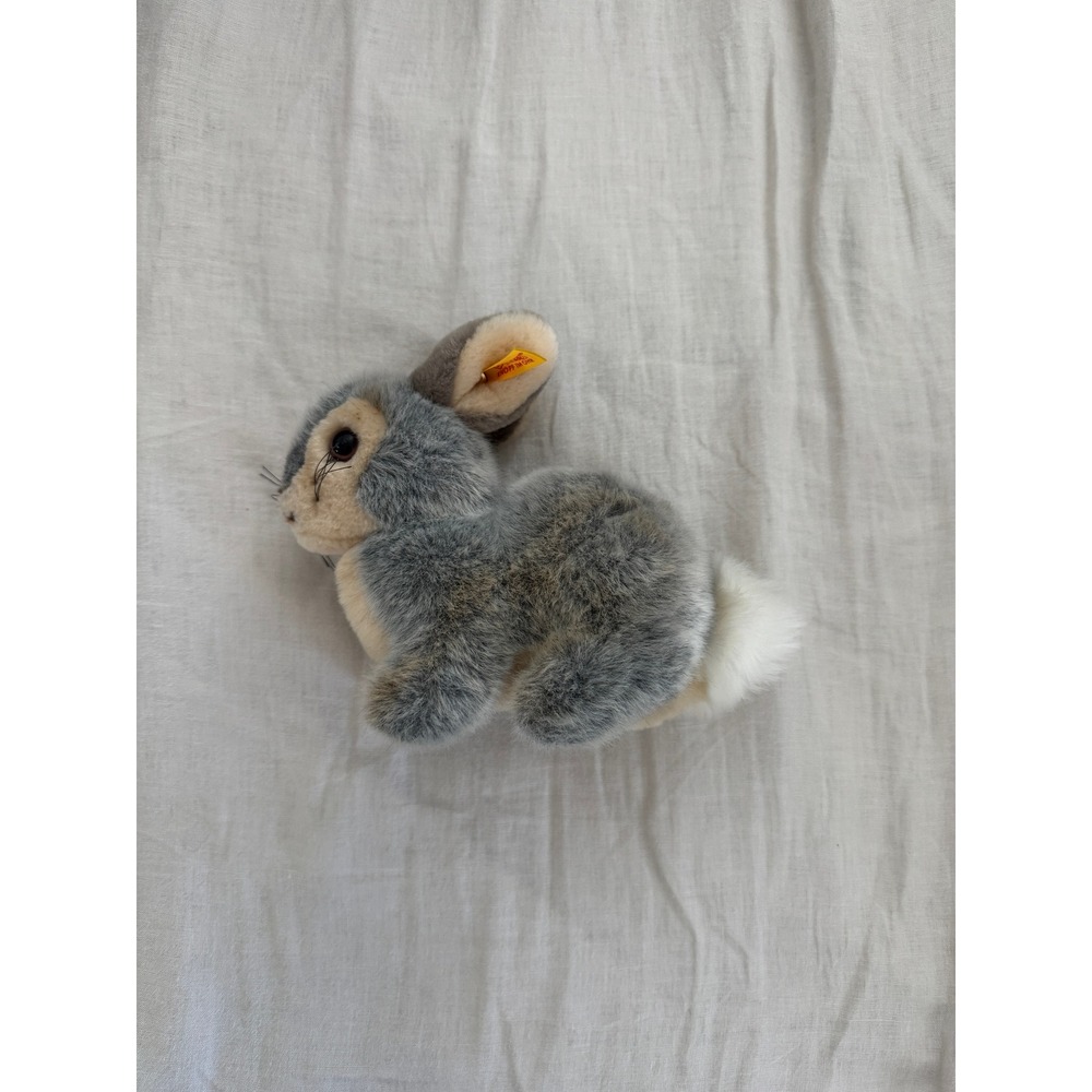 Steiff Rabbit Grey Tan Bunny Plush Stuffed Animal  8"